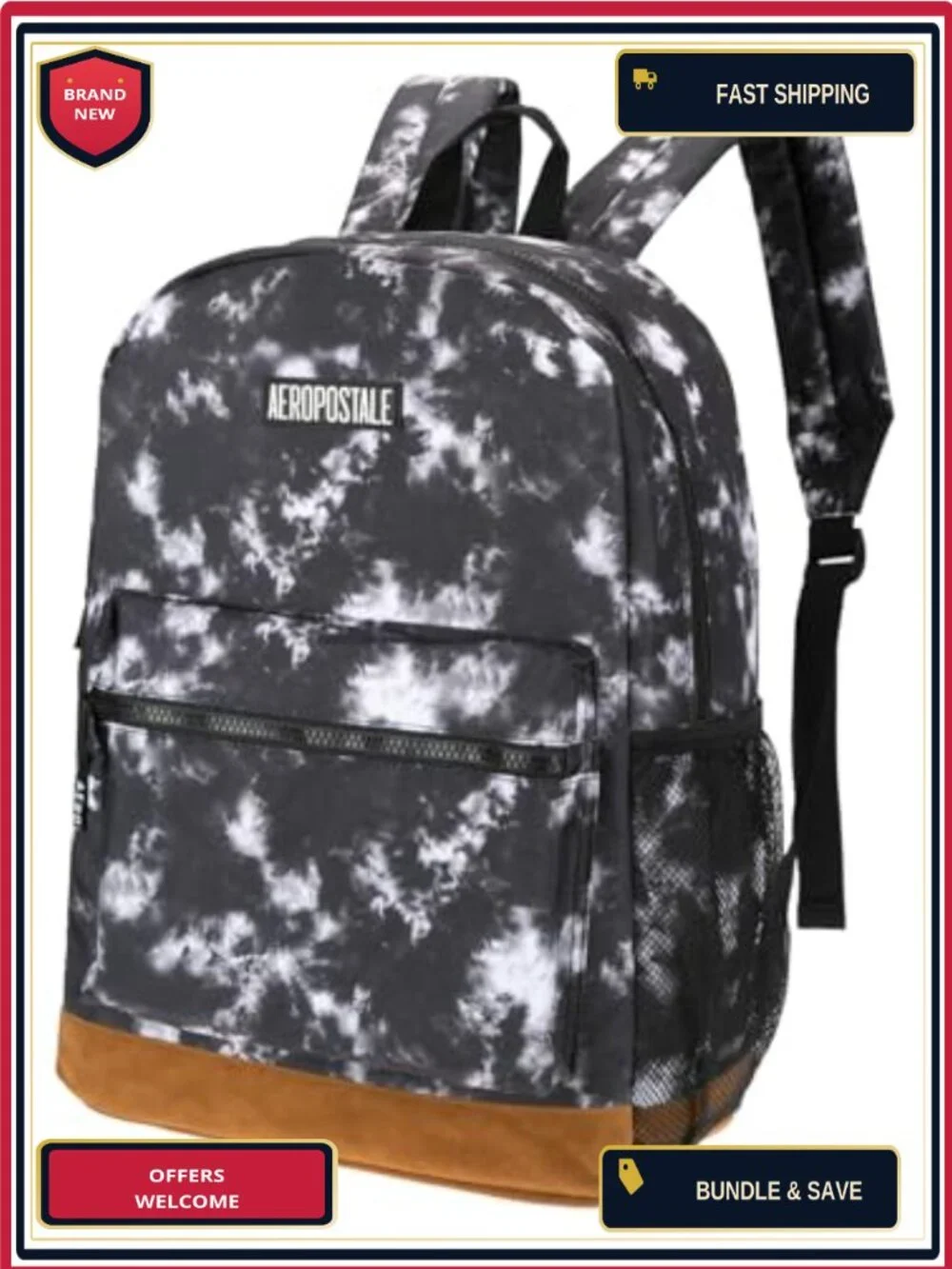 Aeropostale Unisex Backpack Padded Laptop Sleeve 600D Polyester Water Repellent